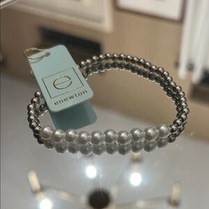 ENewton Silver and Pearl Stretch Beaded Bracelet